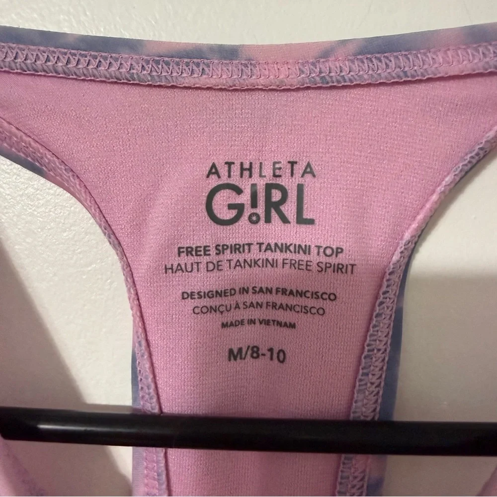 Athleta Girl Free Spirit Tankini Top Size Medium 8-10 Pink And Blue